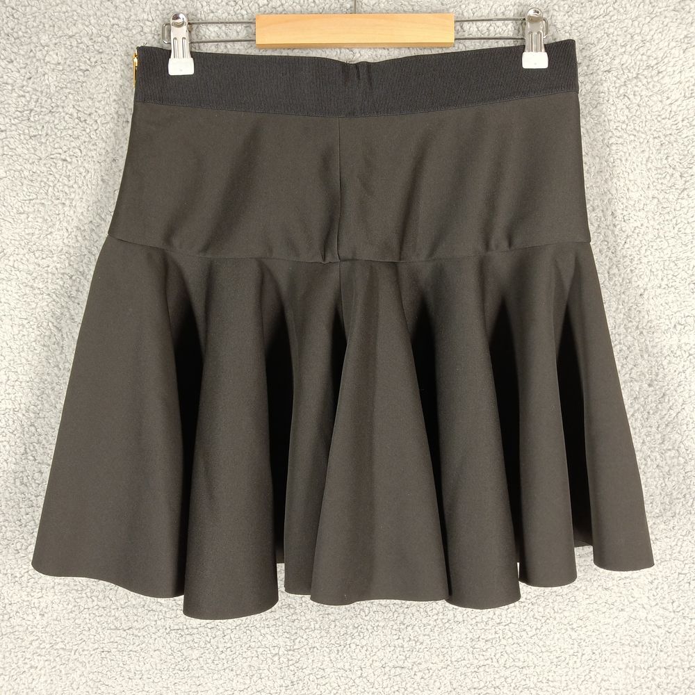 MILLY Women's Size 12 Black Drop Waist A-Line Mini Circle Skirt Polyester Blend